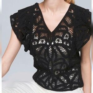 White House Black Market, New, V-Neck Lace Crochet Button Pullover Top SZ XL